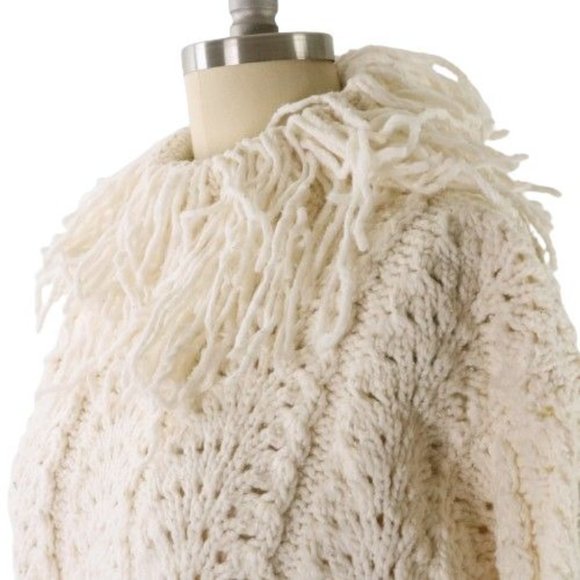 NWT The Sweater Venture Off-White Oliva in Desigual Wool Fringe Neckline Sweater - Picture 3 of 5